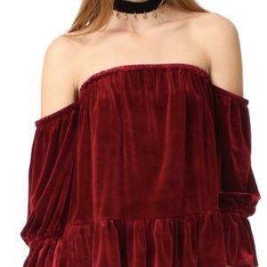 MISA Ruffled Velvet Top